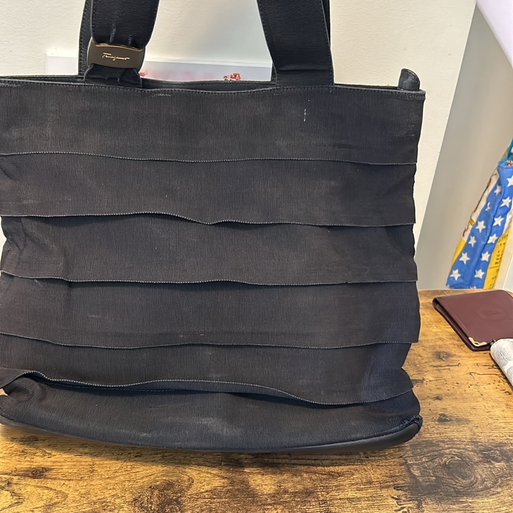 Salvatore Ferragamo ruffle zipper tote.